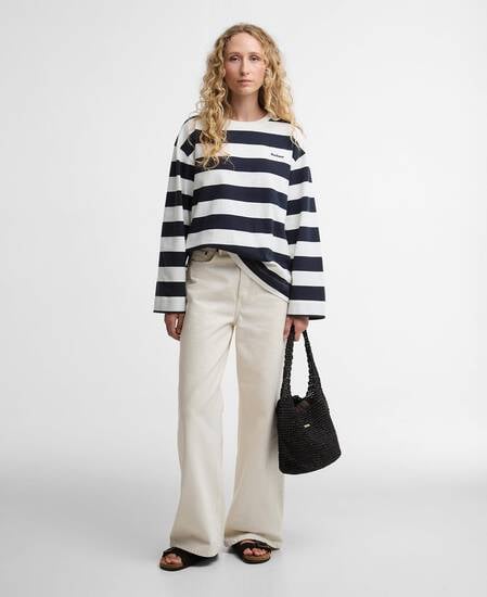 Cartmel Striped Long-Sleeved T-Shirt Cloud/Dark Navy Stripe
