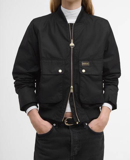 Patsy Waxed Bomber Jacket Black