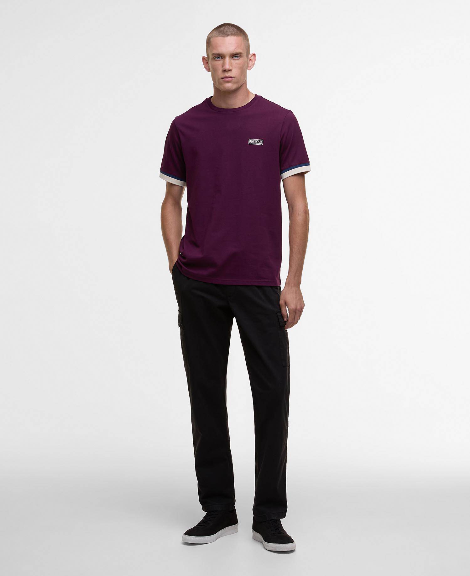 Deep Cuff Evan Tipped T-Shirt Potent Merlot image number 1