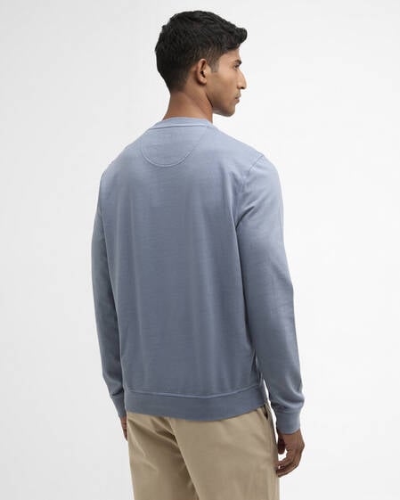 Washed Tartan Crew Neck Sweatshirt Washed Blue