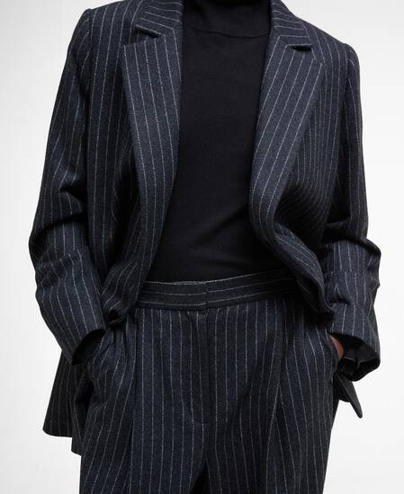 Pantaloni a righe a gamba ampia Blakely Charcoal Pinstripe