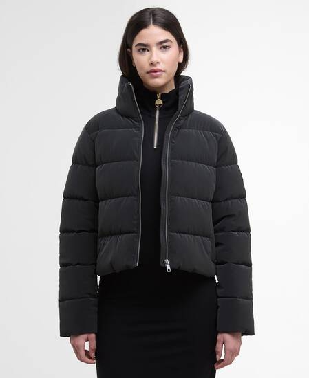 Hudson Faux-Velvet Puffer Jacket Black