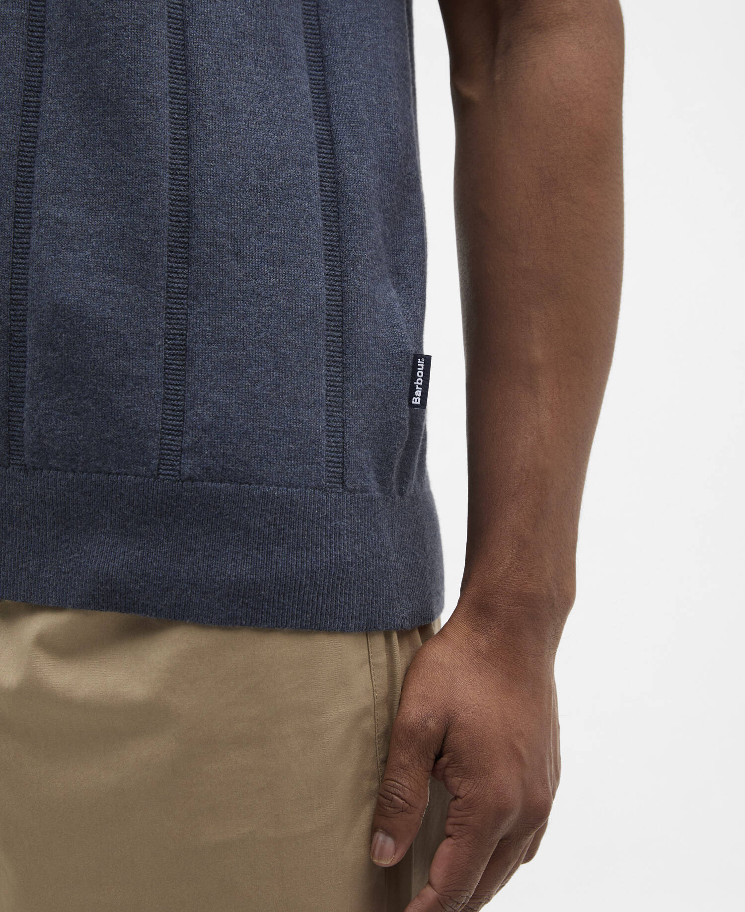 Wellburn Knitted Polo Shirt Navy image number 4