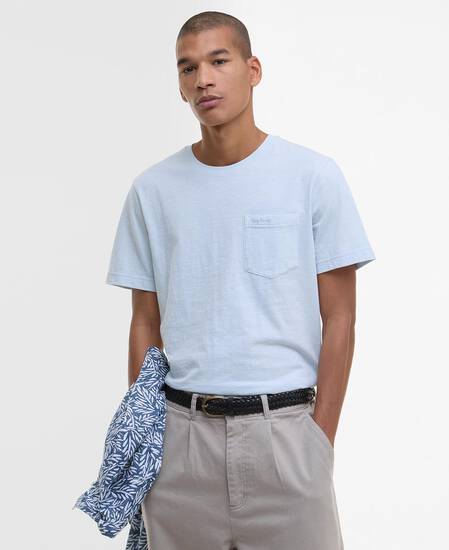 Pigment-Dyed Pocket T-Shirt Bleached Blue