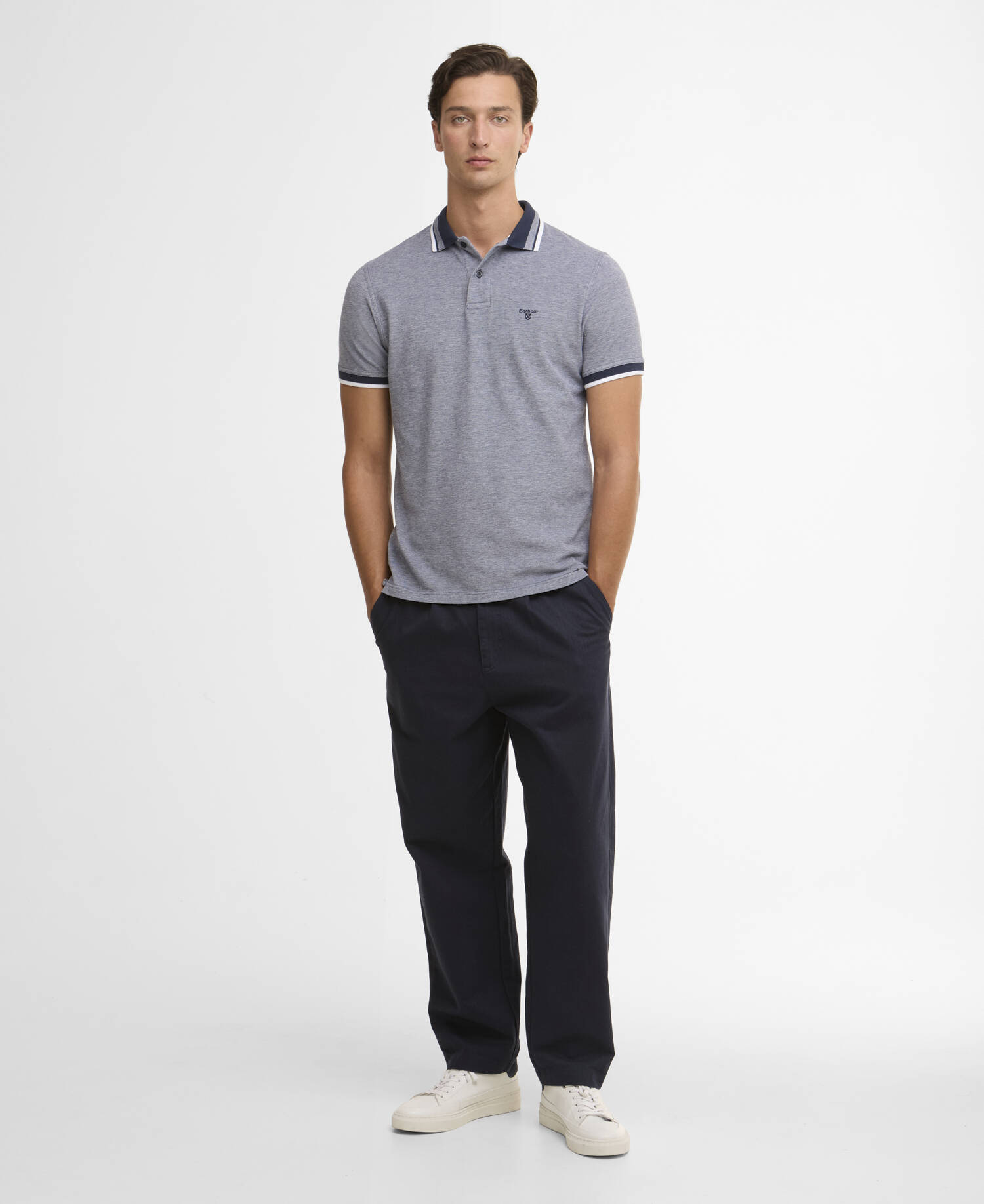 Polo Castleford leggermente aderente Navy image number 1