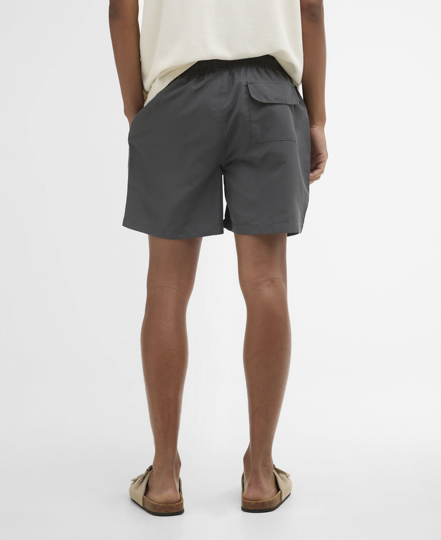 Water Reactive Leaf Print Swim Shorts Asphalt