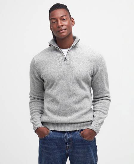 Essential Half-Zip Jumper Light Grey Marl