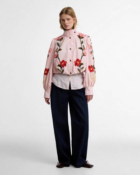 Barbour FARM Rio Madelena Showerproof Jacket Pink Edens Bloom/Cream Flower