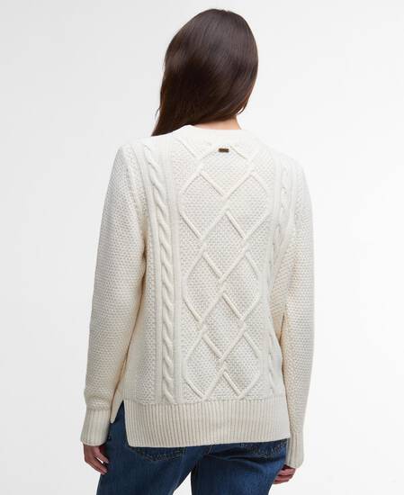Maglione girocollo Burne con motivo a rombi Ecru