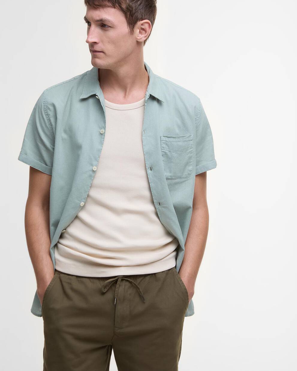 Shorts in Oxford lavato con vestibilit&agrave; comoda