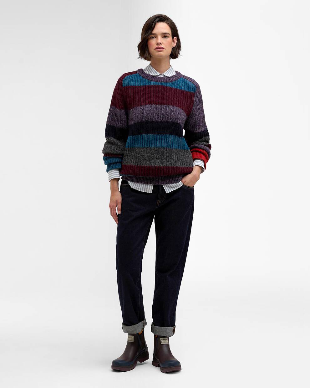 Paul Smith loves Barbour Multi Striped Crew Neck Jumper