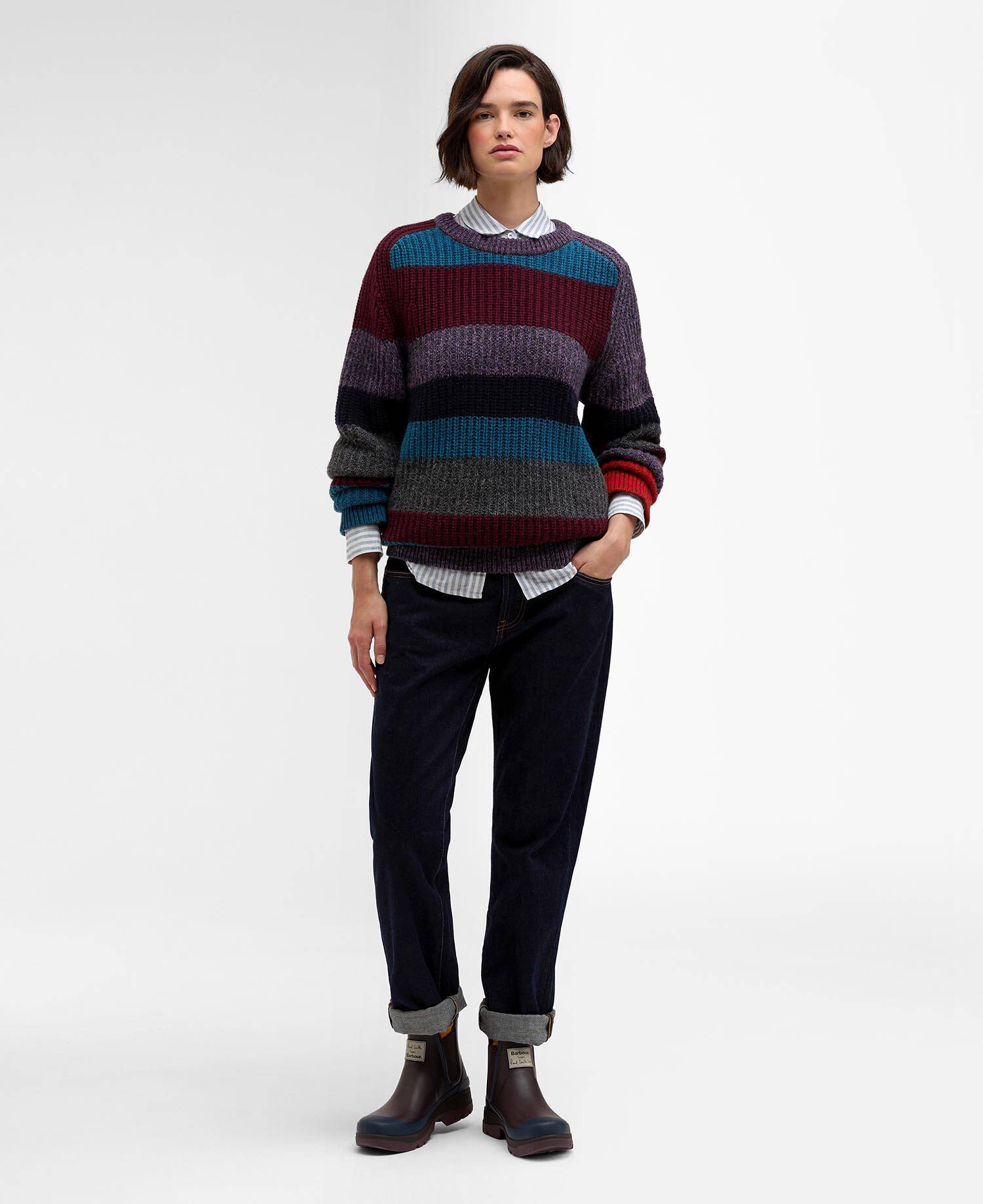 Paul Smith loves Barbour Multi Striped Crew Neck Jumper image number 6