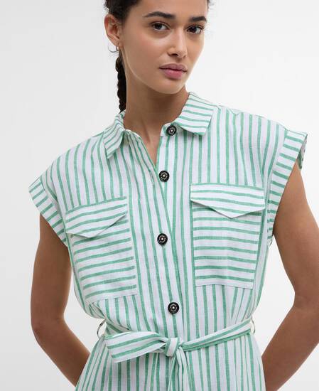 Abby Striped Midi Dress Kelly Green/White Stripe