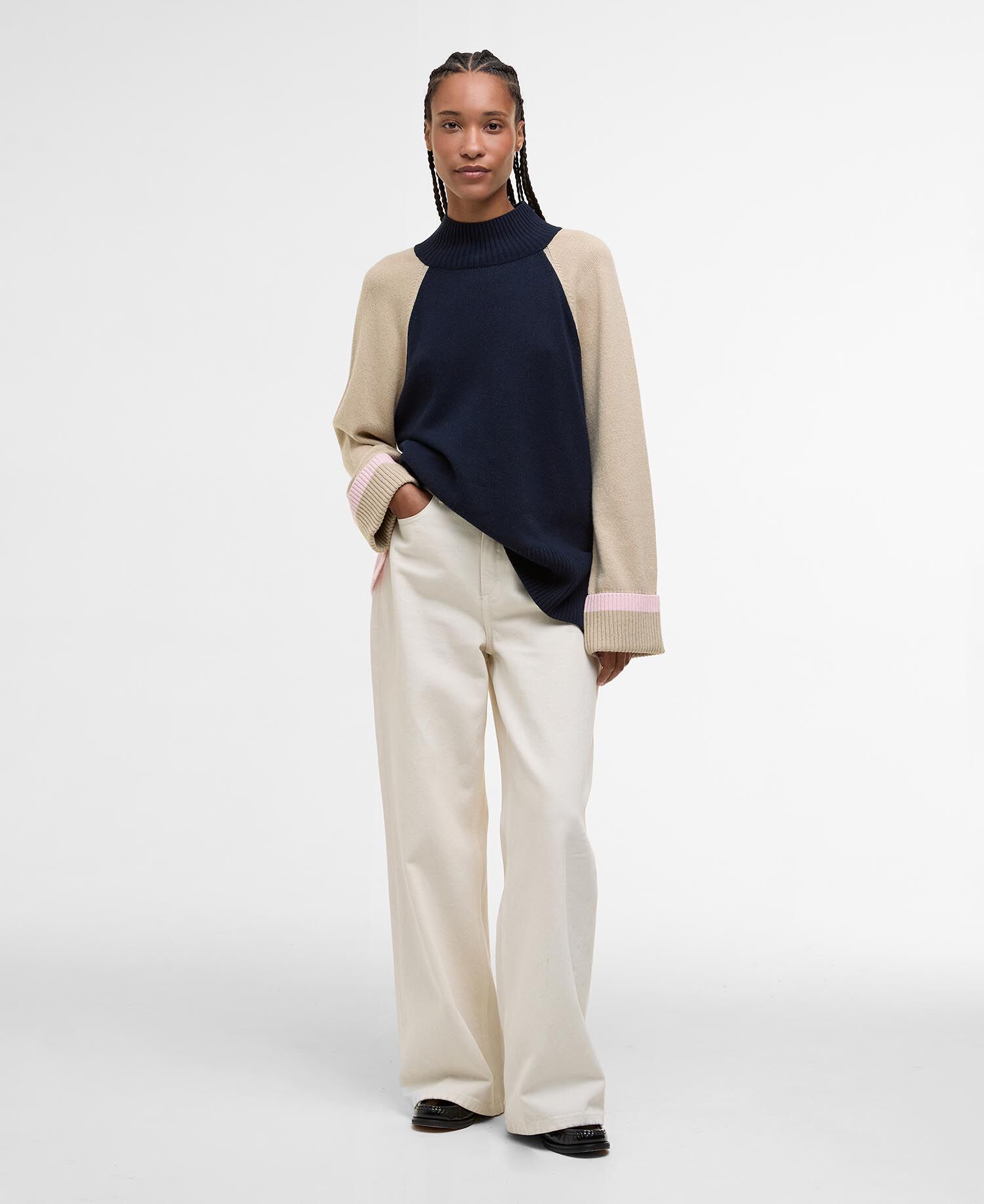 Wren Wool-Blend High-Neck Jumper Honey/Cherry Blossom