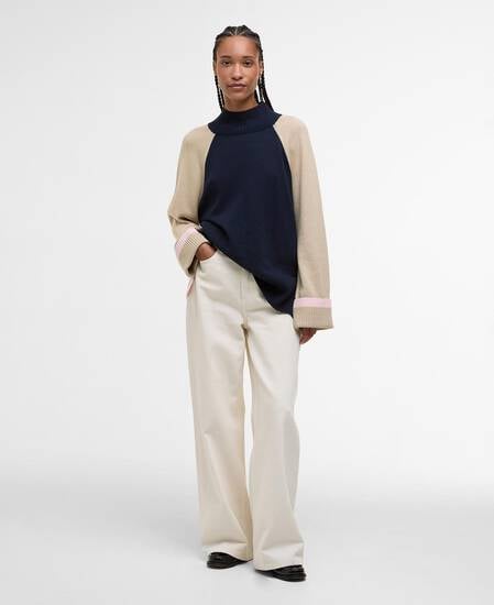 Wren Wool-Blend High-Neck Jumper Honey/Cherry Blossom