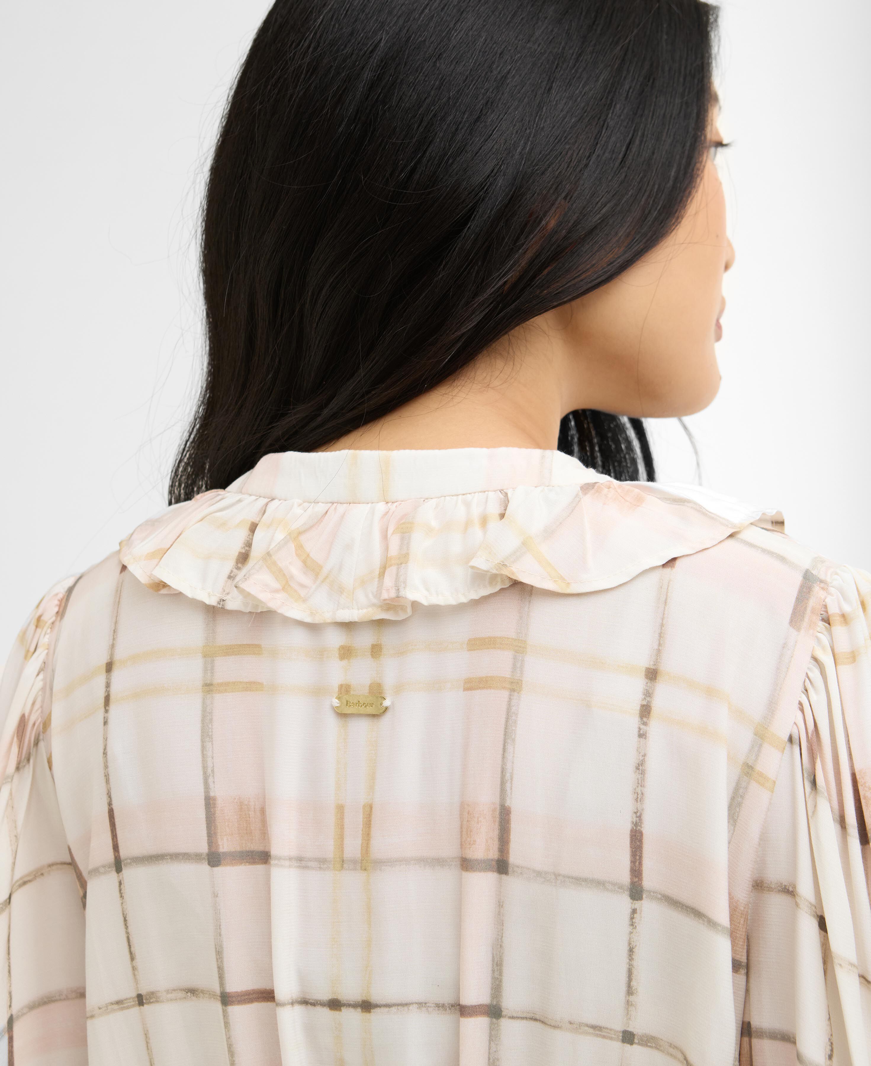 Kleid Asker Check Midi Silver Peony Painted Check