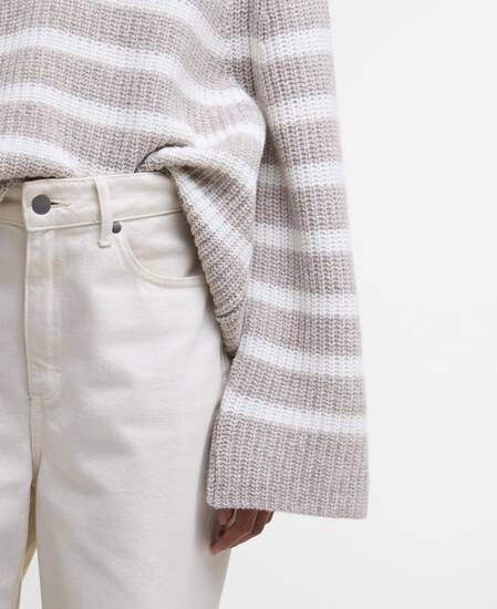 Irene Striped Crew Neck Jumper Oat Stripe