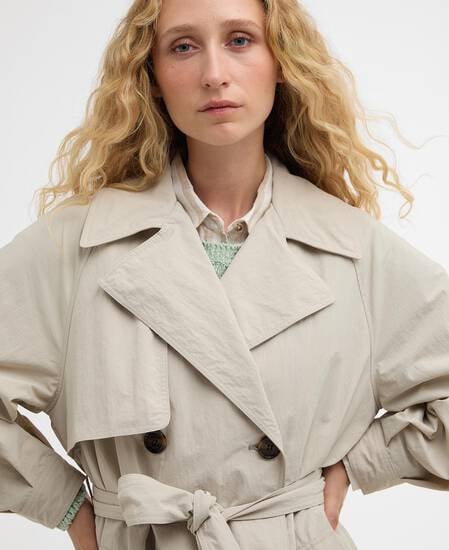 Layla Showerproof Trench Coat Mist/Dress Navy Tartan