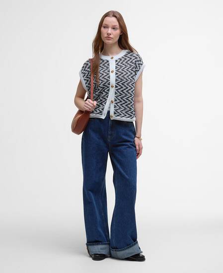 Olivia Button-Up Sweater Vest Cloud/Navy