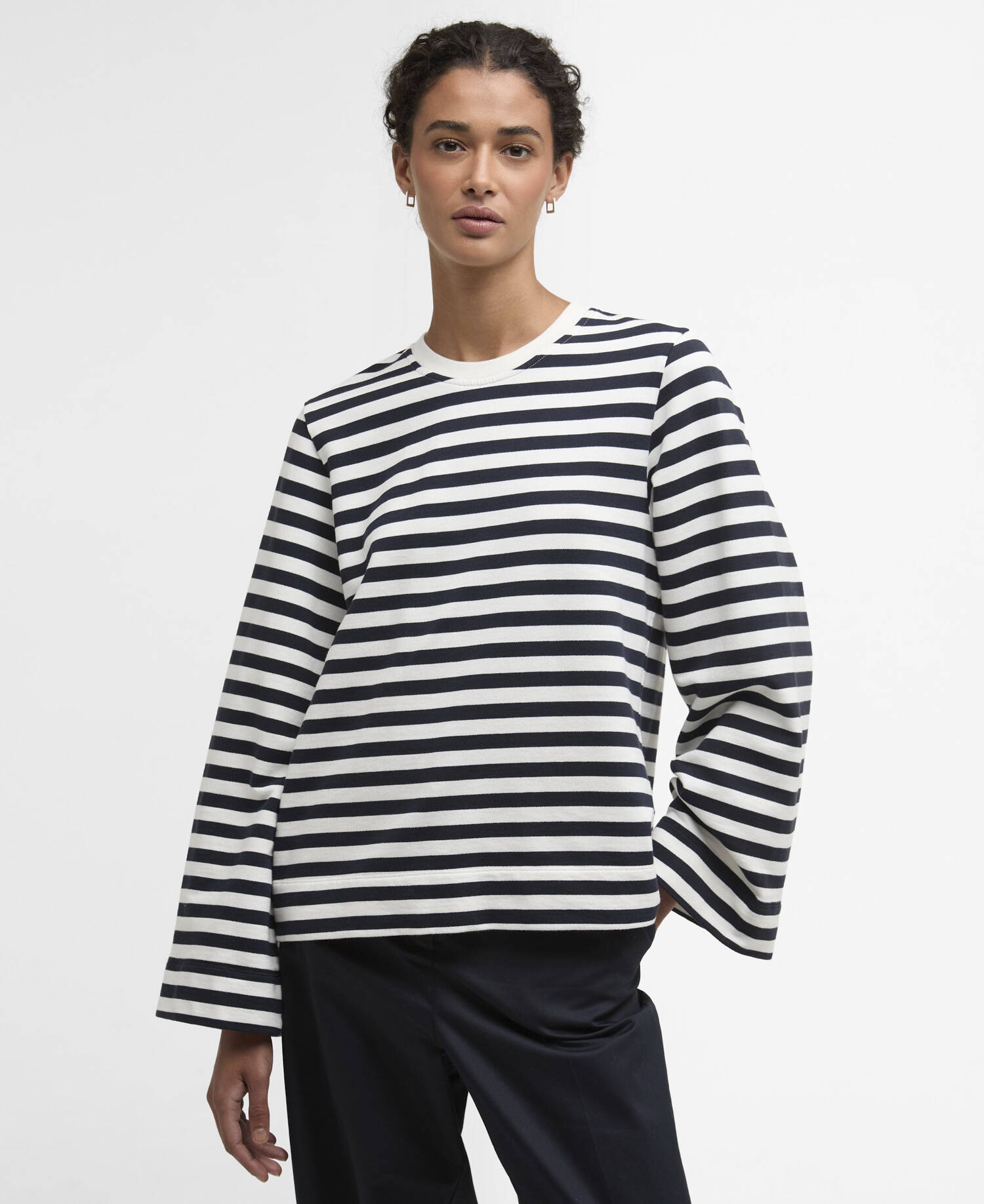 Layla Sweatshirt Cloud/Dark Navy Stripe image number 0