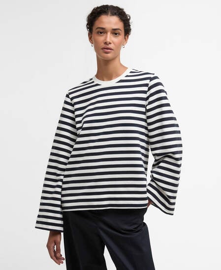 Sweatshirt Layla Cloud/Dark Navy Stripe