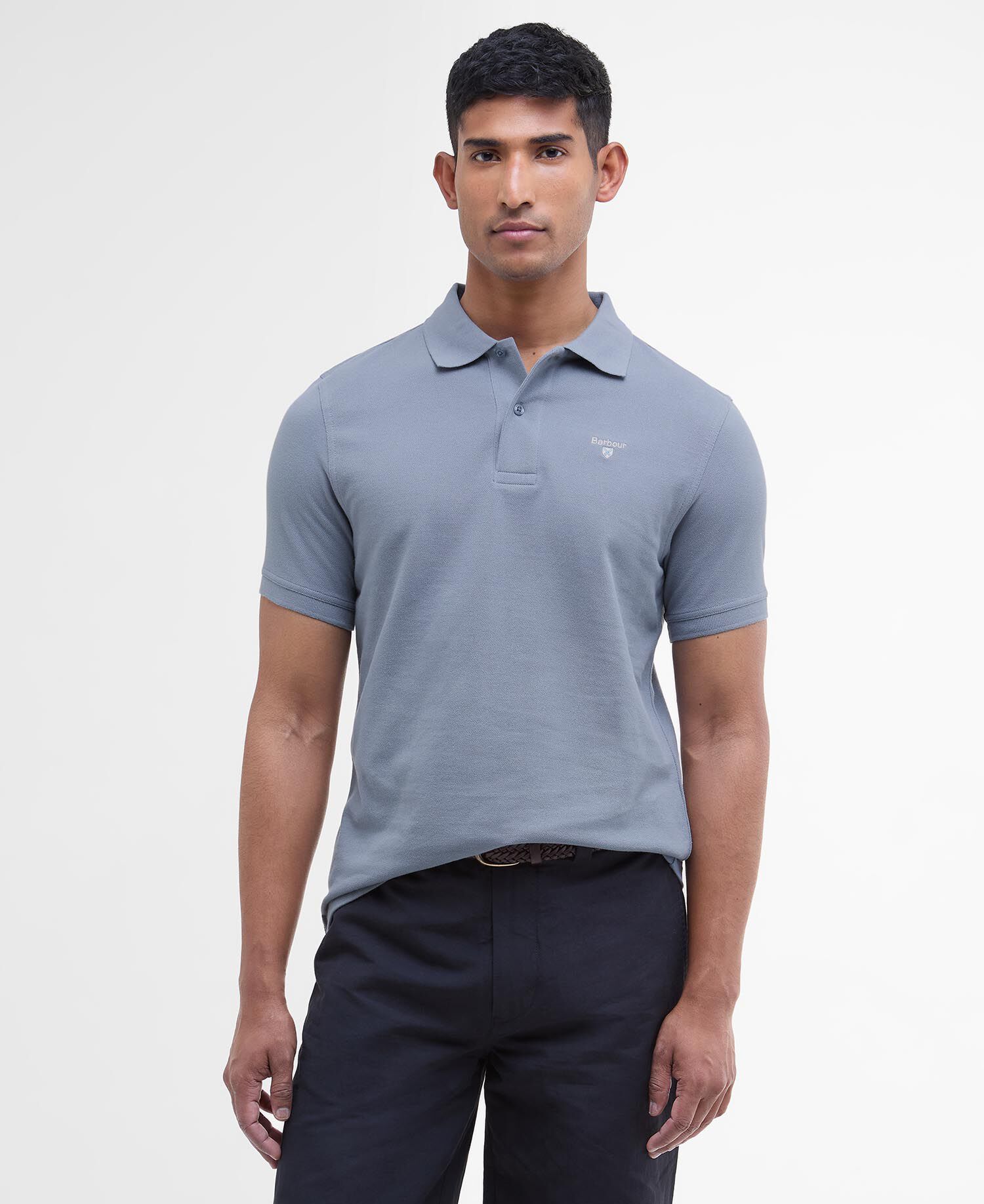 Sports Short-Sleeved Polo Shirt Washed Blue