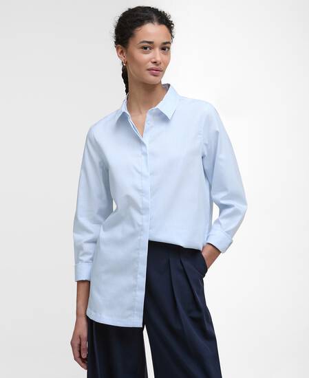 Claydon Striped Relaxed Shirt Ice Blue Stripe