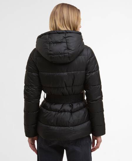 Piumino Track Line dal taglio corto Black/Jasmine Leopard Print