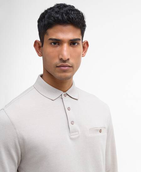 Polo a maniche lunghe leggermente aderente Farmwell Washed Stone