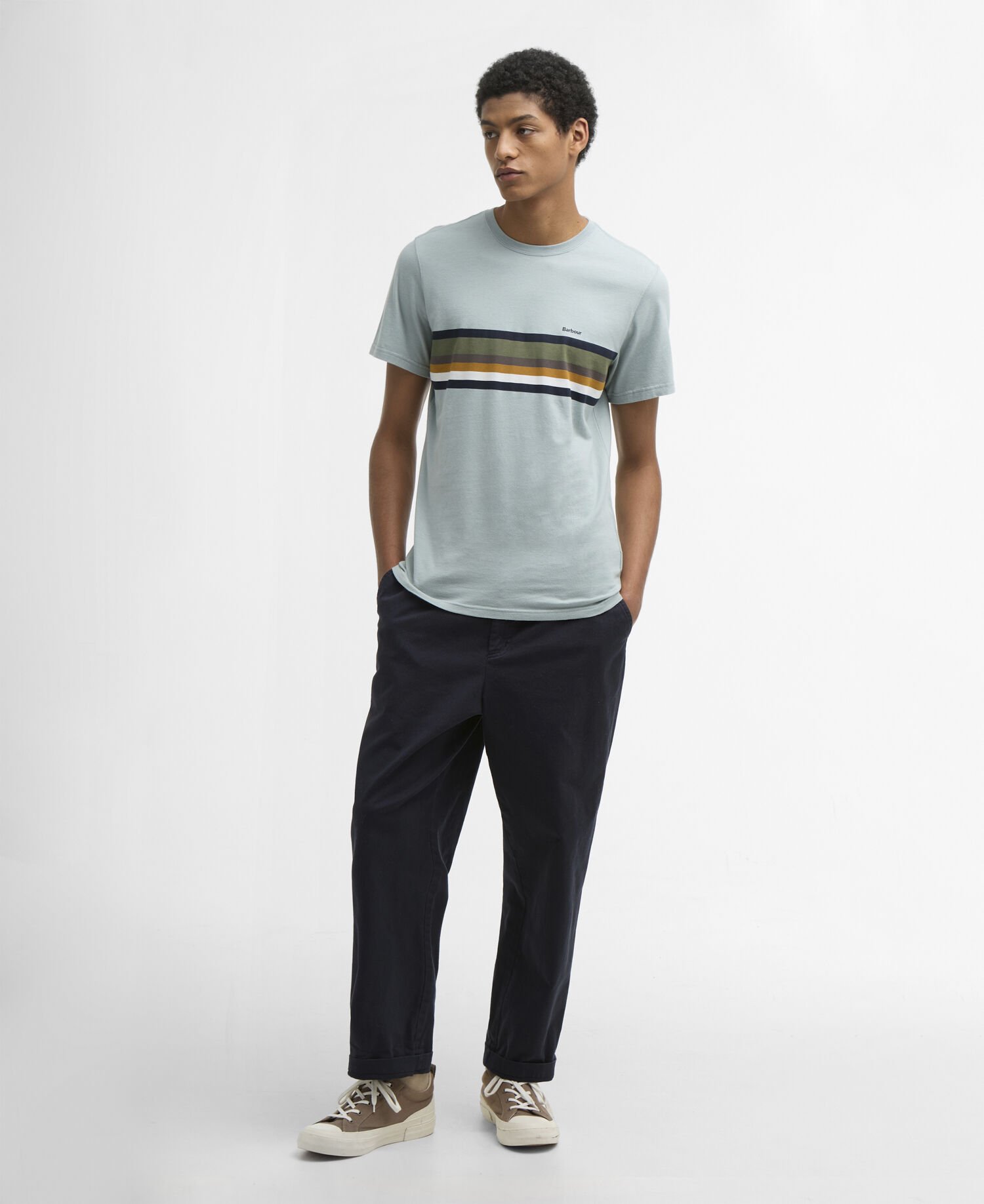 Newsham Striped T-Shirt Blue Slate