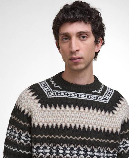 Pullover Hase Fair Isle Rundhalsausschnitt Olive Ink
