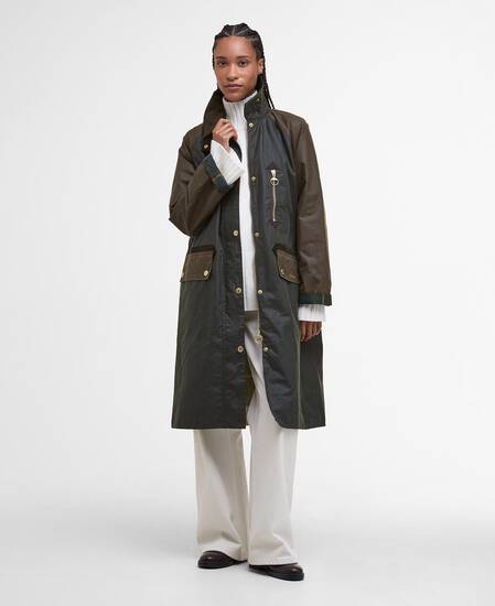 Car Coat Evette Waxed Fern/Beech/Ancient Tartan