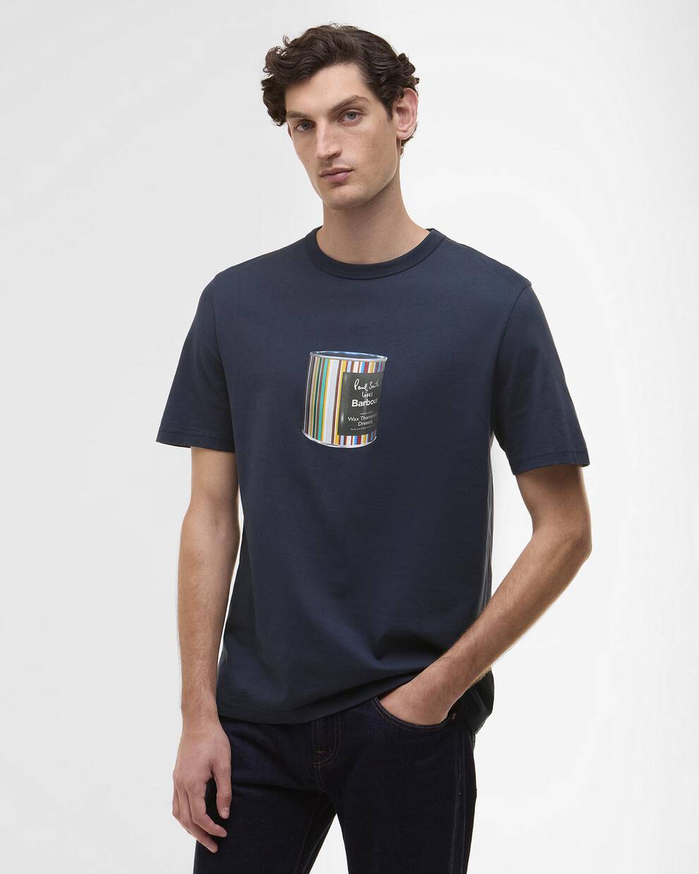 T-shirt con stampa barattolo di cera Paul Smith loves Barbour