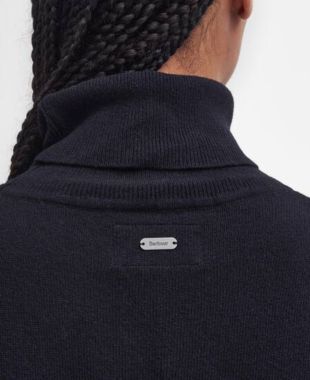 Pendle Roll-Neck Jumper Black-Hessian Tartan