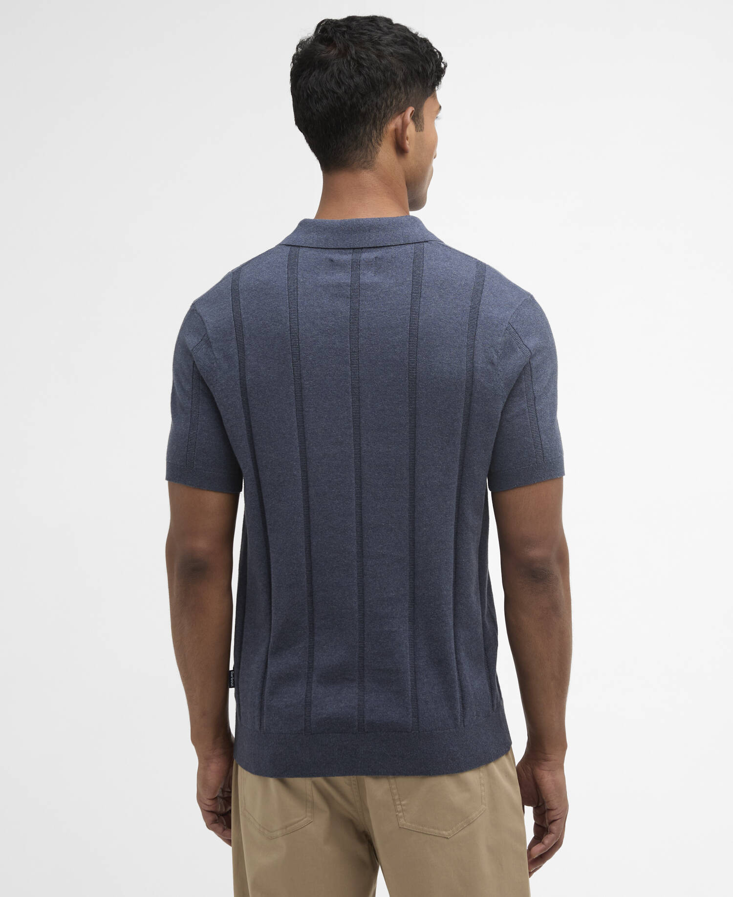 Wellburn Knitted Polo Shirt Navy image number 2