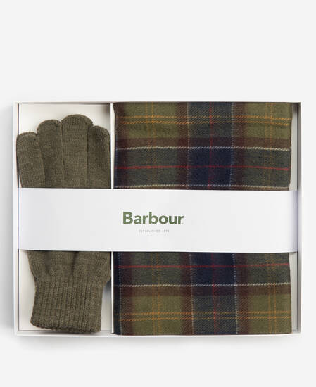 Tartan Scarf & Glove Gift Set Classic-Olive