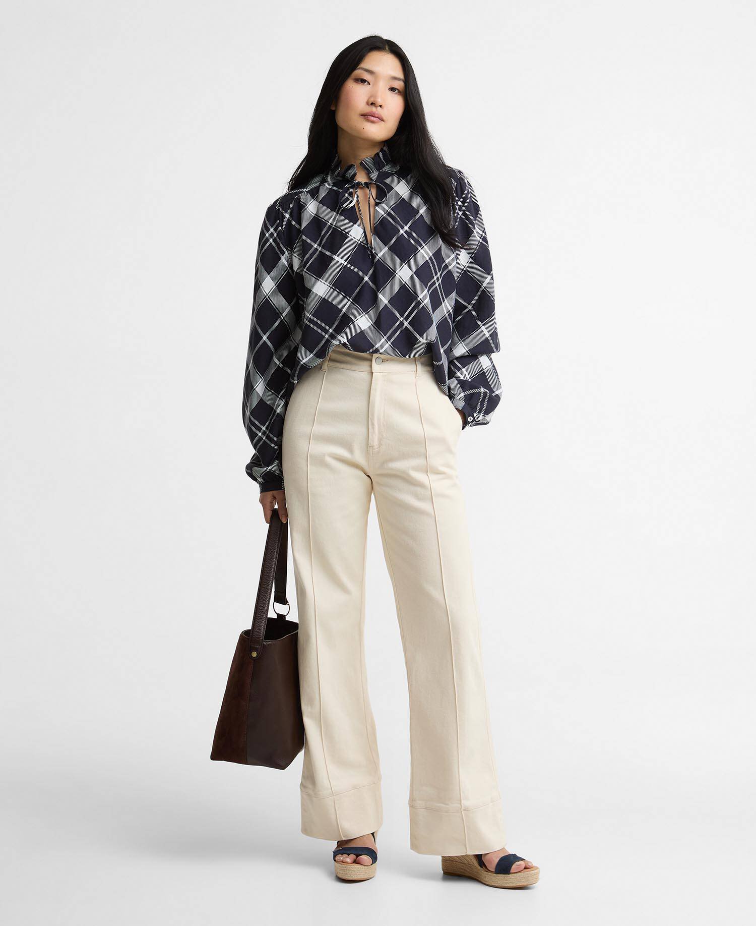 Baiton Tartan Blouse Dark Navy/White Check image number 1