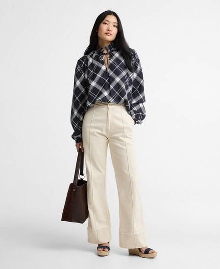 Baiton Tartan Blouse Dark Navy/White Check