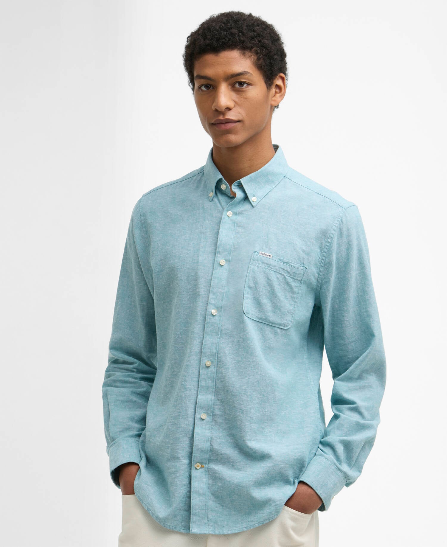 Nelson Tailored Long-Sleeved Shirt Light Teal image number 0