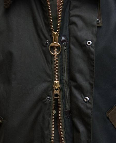 Patchwork Transport Waxed Jacket Sage Multi