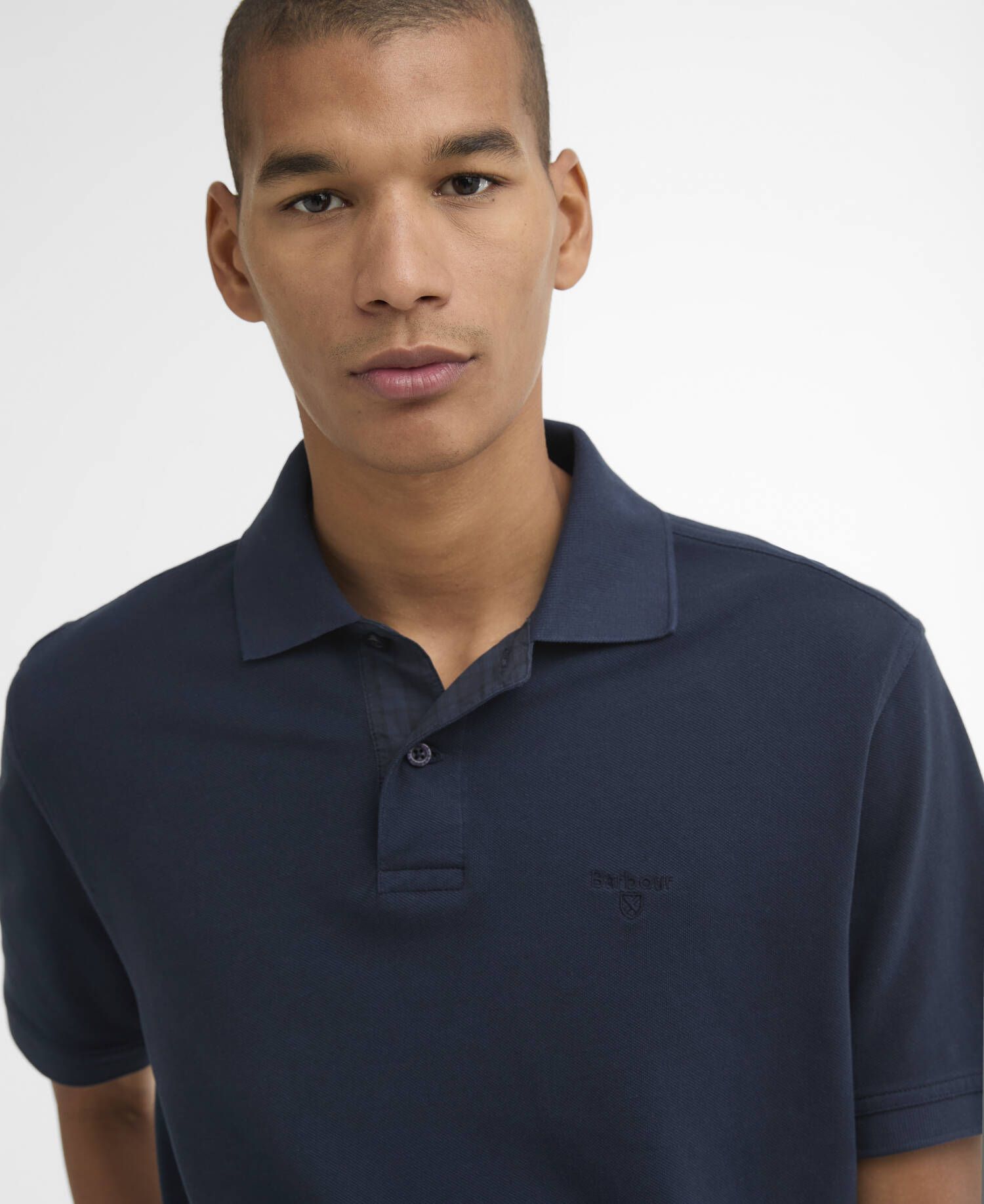 Washed Tartan Tailored Pique Polo Washed Navy image number 3