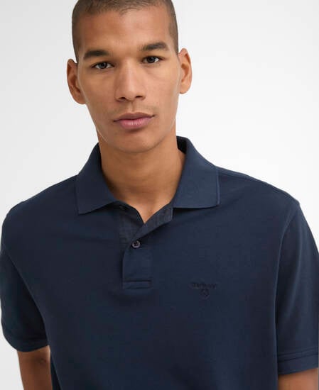 Washed Tartan Tailored Pique Polo Washed Navy