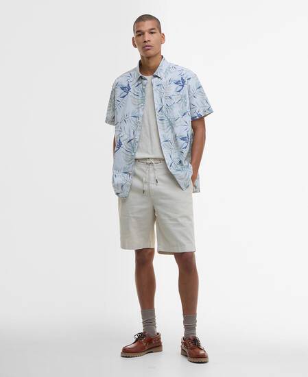 Valleyfield Palm-Print Short-Sleeved Shirt Bleached Blue Valleyfield Palm-Print Short-Sleeved Shirt Bleached Blue