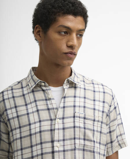 Midfield Tartan Regular Short-Sleeved Shirt Oban Mist Tartan