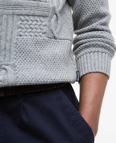 Casey Cable-Knit Crew Neck Jumper Grey Marl