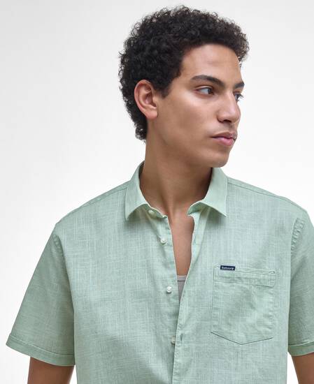 Pigment Dye Slub Short-Sleeved Shirt Seagrass