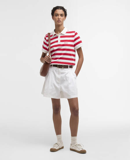 Ashbourne Striped Polo Shirt Poppy Red Stripe