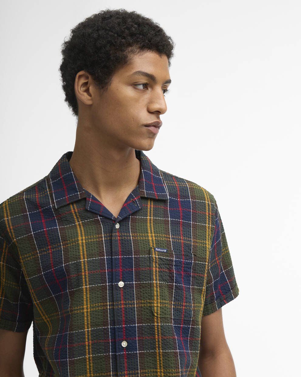 Camicia Clyde a maniche corte in tartan seersucker