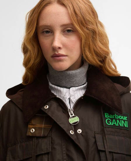 Giacca cerata con peplo Barbour x GANNI Rustic/Classic Tartan