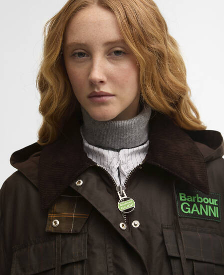 Barbour x GANNI Peplum Waxed Jacket Rustic/Classic Tartan